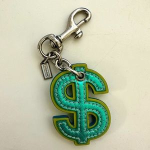 Coach Dollar Sign $ Keychain (Blue/Green)